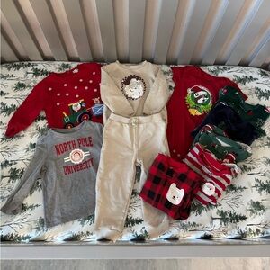 Baby Boy Christmas Clothing Bundle with Holiday Designs Sz 18 Months